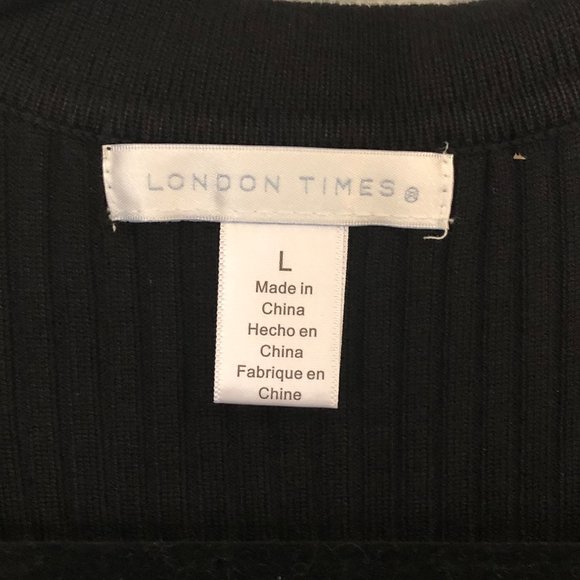 LONDON TIMES Long Sleeve Collared Button Front Dress Black Large - Picture 5 of 9